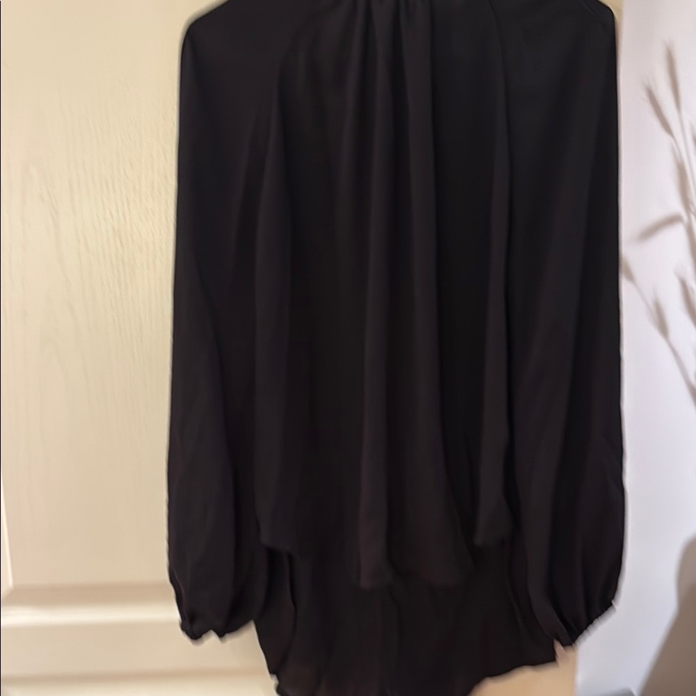 SHEIN Tie Neck Elegant Black Women's Top
